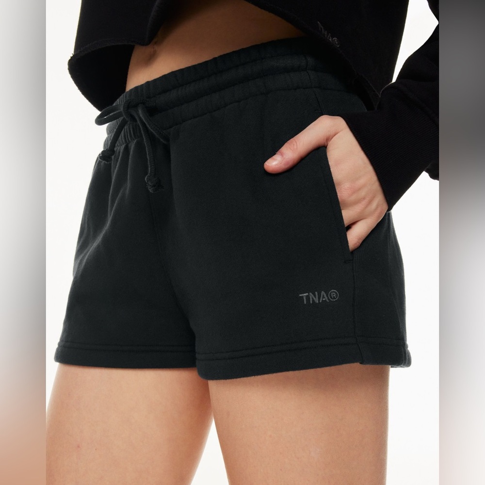Tna Black Cozy Sweatfleece Boyfriend Micro Short Sz XS